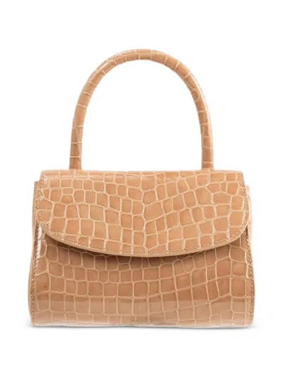 By Far Mini 2.0 Croc-embossed Tote Bag In Neutral