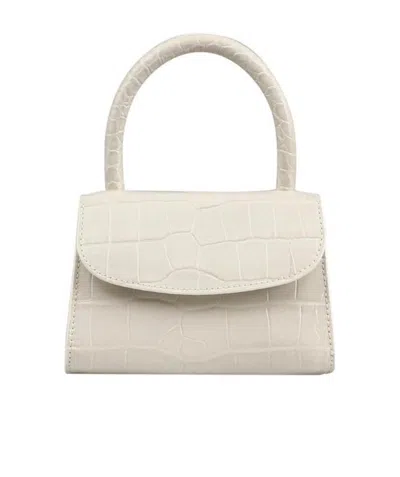 By Far Mini Alligator Embossed Handbag In White