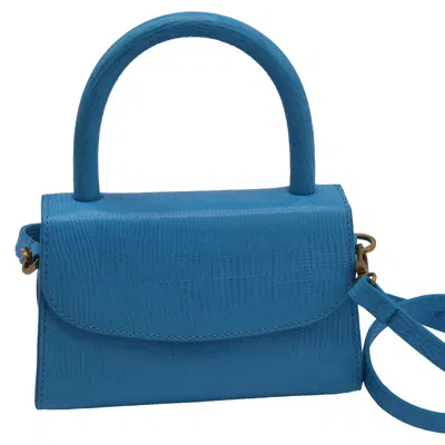 By Far Mini Lizard Embossed Bag In Light Blue Leather