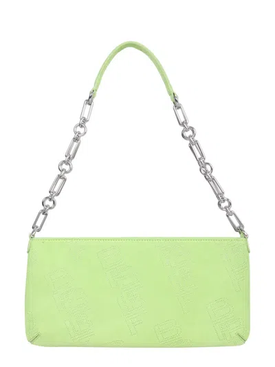 By Far Mini Longa Fresh Croco Embossed Leather Top Handle Bag In Green