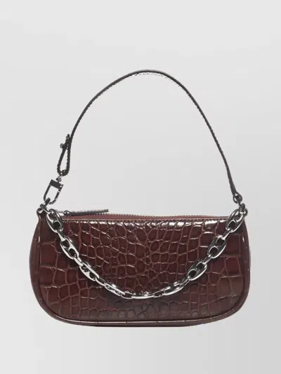 By Far Mini Rachel Croc Tote In Brown