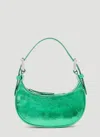 By Far Mini Soho Metallic Leather Bag In Green