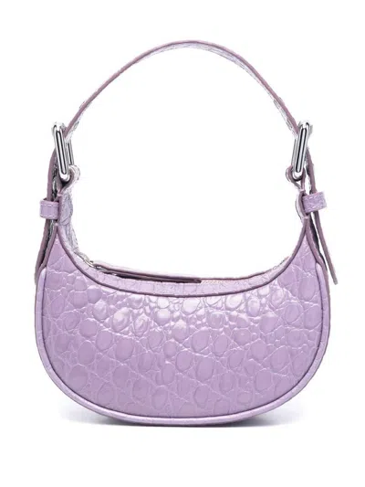 By Far Mini Soho Croco Embossed Leather Shoulder Bag