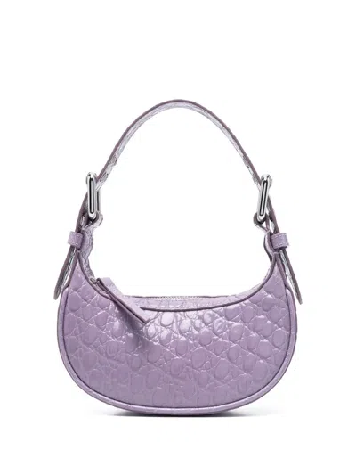 By Far Mini Soho Crocodile-effect Shoulder Bag In Purple
