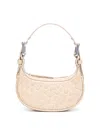 By Far Mini Soho Croco Embossed Leather Shoulder Bag In Beige