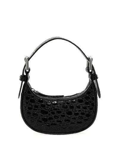 By Far Soho Crocodile Effect Mini Shoulder Bag In Black