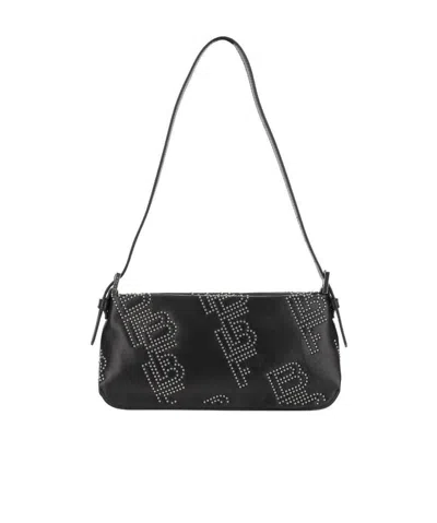 By Far Monogram Stud Shoulder Bag In Black