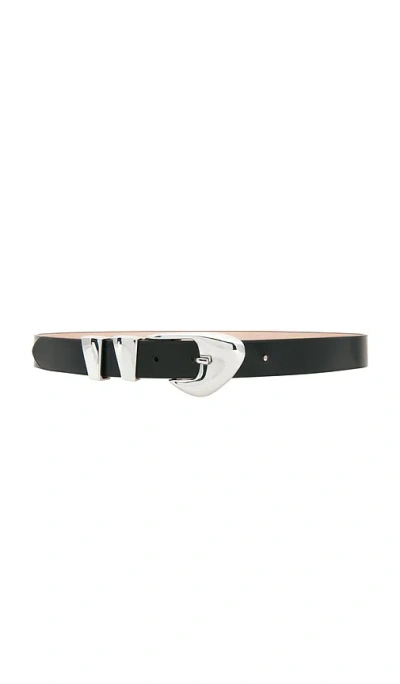 By Far Moore Belt In Black Semi Patent Leather