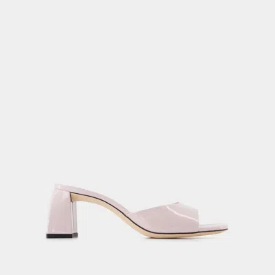 BY FAR MULES ROMY - BY FAR - CUIR VERNI - ROSE PÂLE