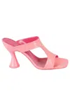 By Far Nadia Gloss Leather Sandal With Square Toe In Pink