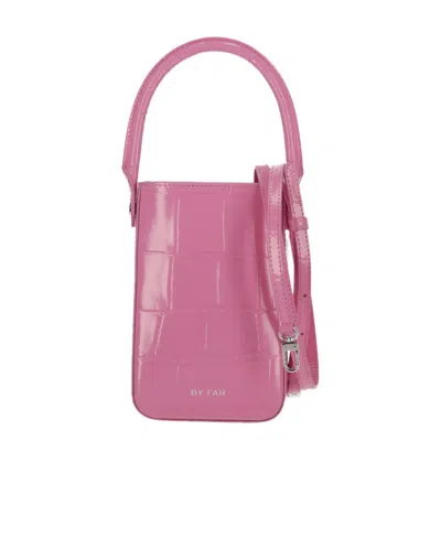 By Far Note Lipstick Croc-embossed Tote Bag In Pink