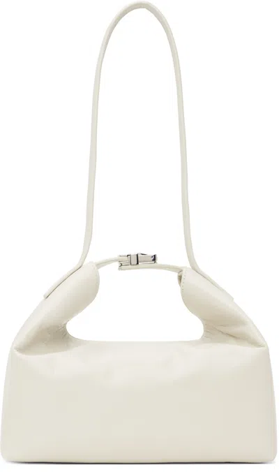 By Far Off-white Bea Creased Leather Bag In Wh020 Limewash