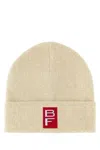 By Far Alpaca Wool Blend Logo Beanie In Off White