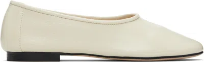 By Far Off-white Prudence Creased Leather Ballerina Flats