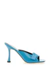 By Far Olivia Patent Leather Square Toe Sandal In Blue