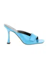 By Far Olivia Patent Leather Square Toe Sandal In Blue