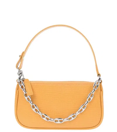 By Far Mini Rachel Embossed-leather Shoulder Bag In Orange