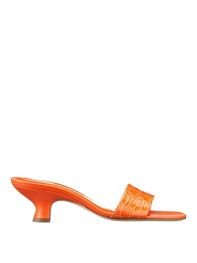 By Far Orangefarbene Mules In Kroko-optik