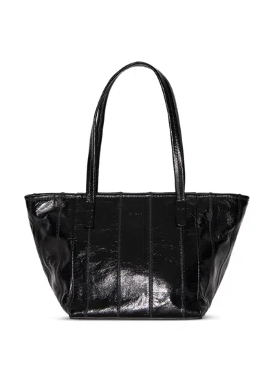 By Far Patchwork Creased Leather Shoulder Bag In Schwarz