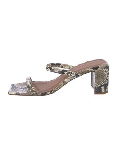 Pre-owned By Far Patent Leather Animal Print Sandals W/ Tags In Neutral