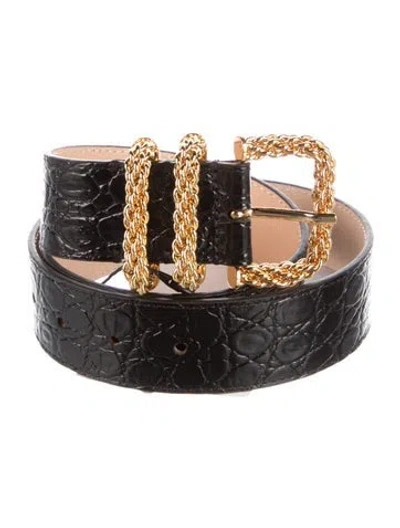Pre-owned By Far Patent Leather Belt W/ Tags In Black