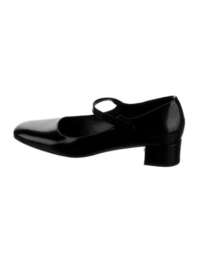 Pre-owned By Far Patent Leather Mary Jane Flats In Black