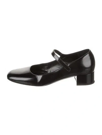 Pre-owned By Far Patent Leather Mary Jane Flats In Black