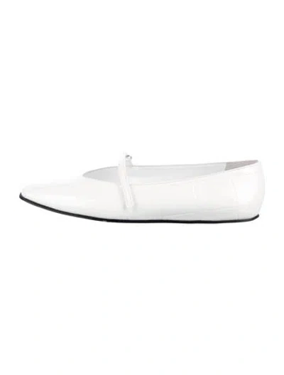 Pre-owned By Far Patent Leather Mary Jane Flats In White