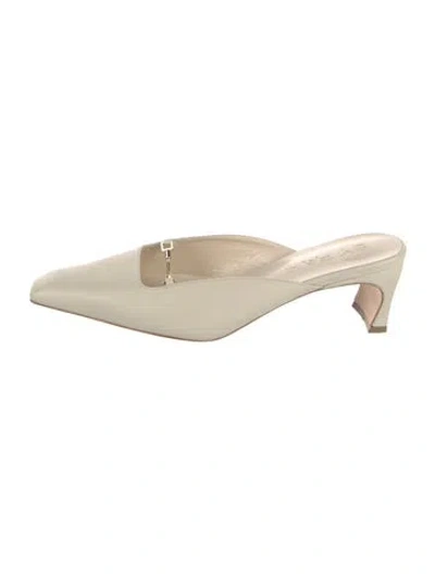 Pre-owned By Far Patent Leather Mules In Neutrals
