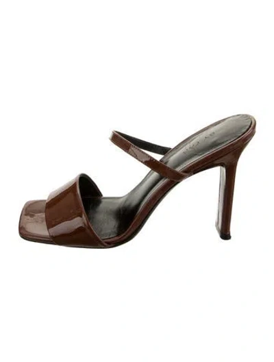Pre-owned By Far Patent Leather Sandals In Brown