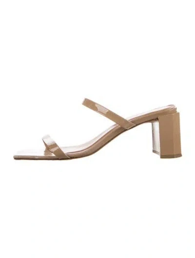 Pre-owned By Far Patent Leather Sandals In Brown