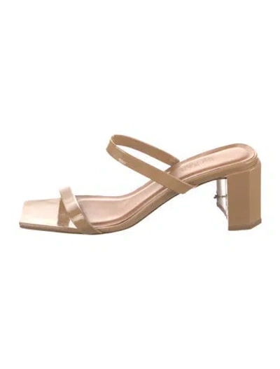 Pre-owned By Far Patent Leather Sandals In Brown