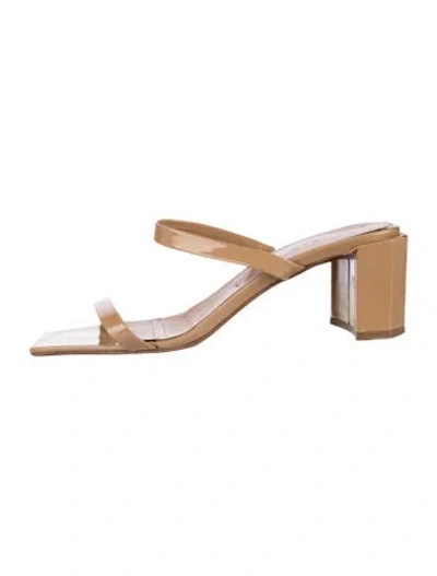 Pre-owned By Far Patent Leather Sandals In Neutrals