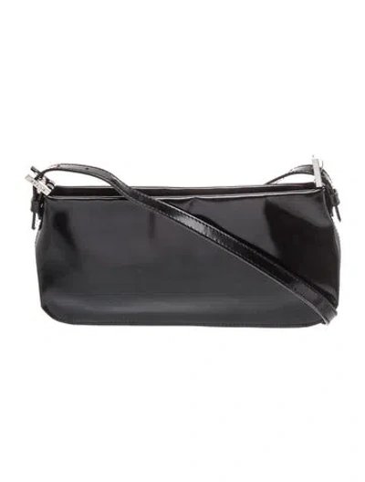 Pre-owned By Far Patent Leather Shoulder Bag In Black