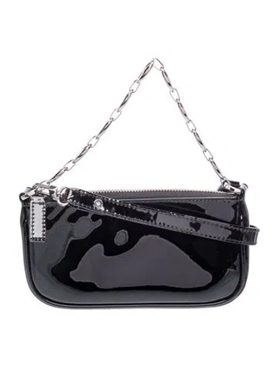 Pre-owned By Far Patent Leather Shoulder Bag In Black