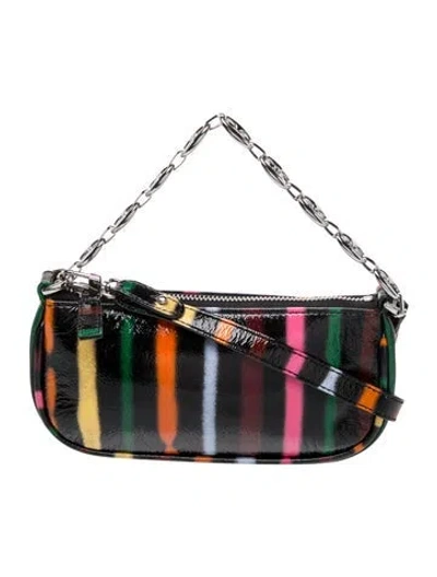 Pre-owned By Far Patent Leather Shoulder Bag In Black