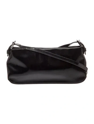 Pre-owned By Far Patent Leather Shoulder Bag In Black