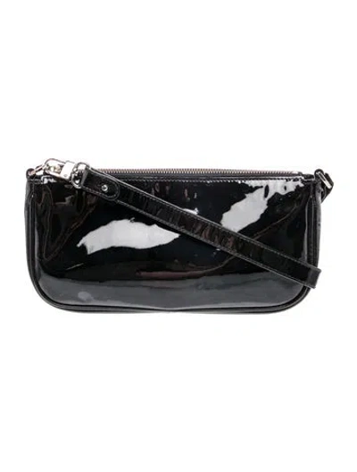 Pre-owned By Far Patent Leather Shoulder Bag In Blue