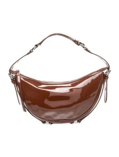 Pre-owned By Far Patent Leather Shoulder Bag In Brown