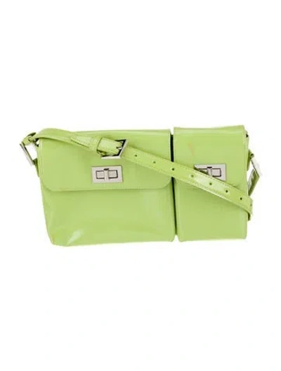 Pre-owned By Far Patent Leather Shoulder Bag In Green
