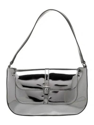 Pre-owned By Far Patent Leather Shoulder Bag In Silver