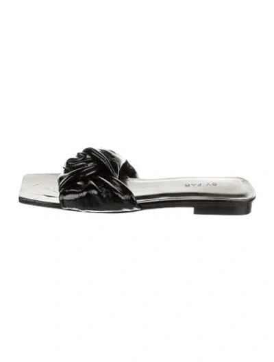 Pre-owned By Far Patent Leather Slides In Black