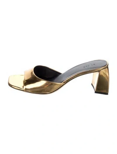 Pre-owned By Far Patent Leather Slides In Gold