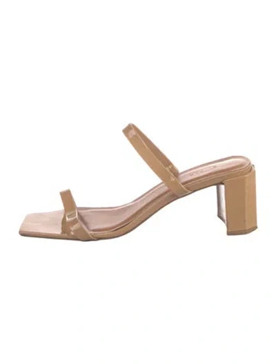 Pre-owned By Far Patent Leather Slides In Neutral