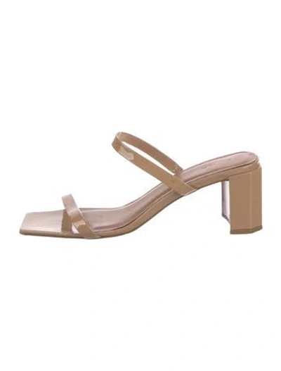 Pre-owned By Far Patent Leather Slides In Neutral