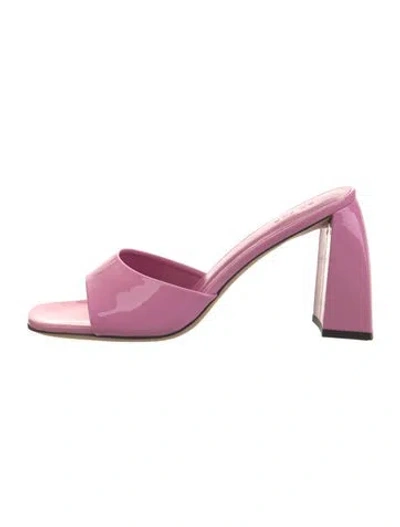 Pre-owned By Far Patent Leather Slides In Pink