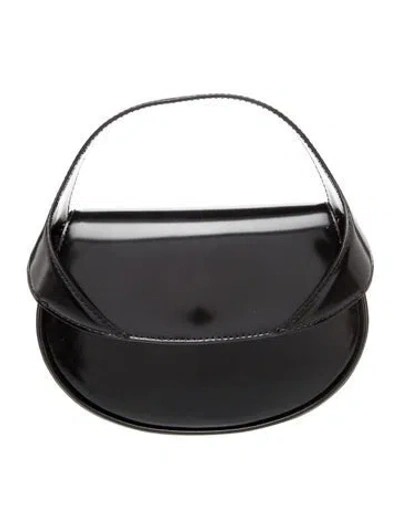 Pre-owned By Far Patent Leather Top Handle Bag In Black