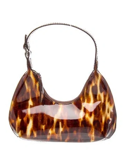Pre-owned By Far Patent Leather Top Handle Bag In Brown