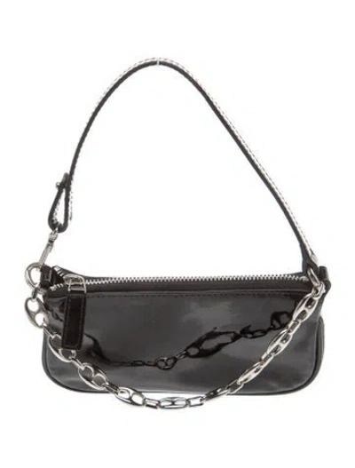 Pre-owned By Far Patent Leather Top Handle Bag In Gray