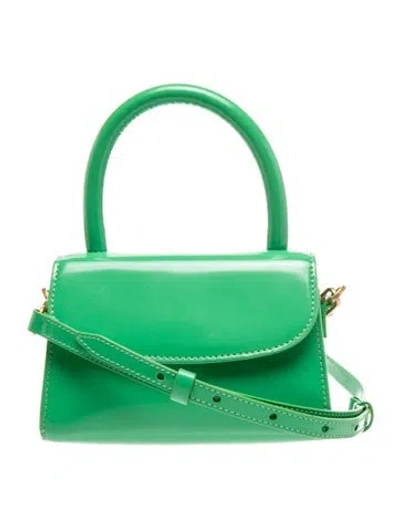 Pre-owned By Far Patent Leather Top Handle Bag In Green
